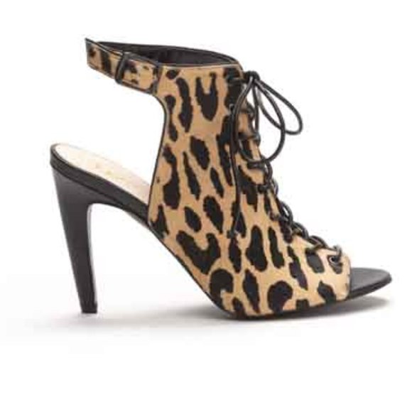 Bar III Adalia Leopard Sling back Lace Up Heels - Picture 10 of 10